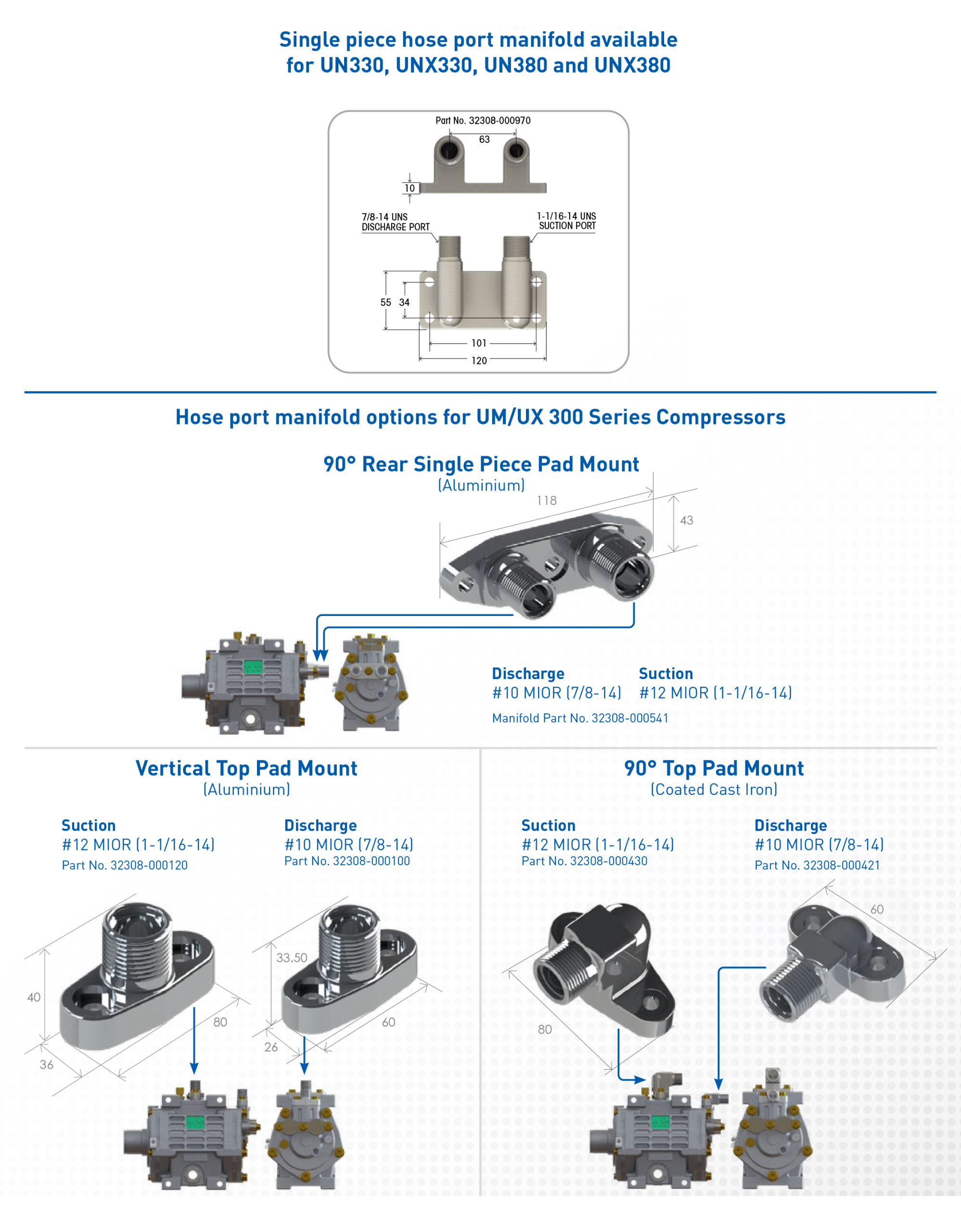 B group 300 rear port and hose port options 3D