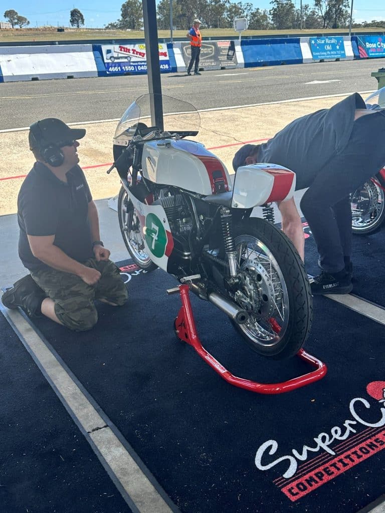 Brownie and Jim do a bolt and tyre check on the TD3